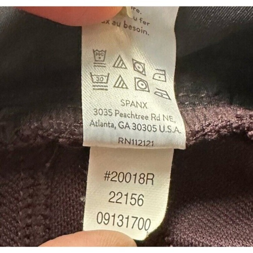 Spanx Jean-ish Leggings Women Size L Crop Ankle Twill Burgundy Slimming Seamless - Picture 12 of 13
